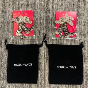 New Cowgirl Earrings Set Of 2 Rhinestone Western Boots Let's Go Girls Black Gift